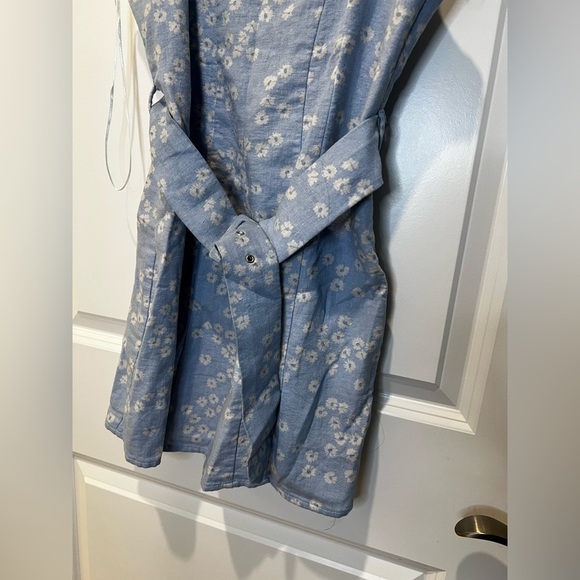 Zara Blue Floral Mini Dress Size Medium - Picture 5 of 11